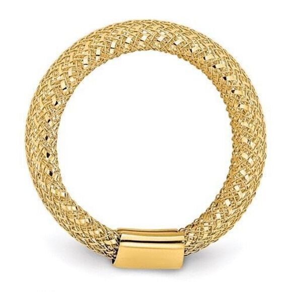 Leslie's 14K Yellow Gold Mesh Stretch Ring – Made in Italy | Lifetime Guarantee - Picture 3 of 12